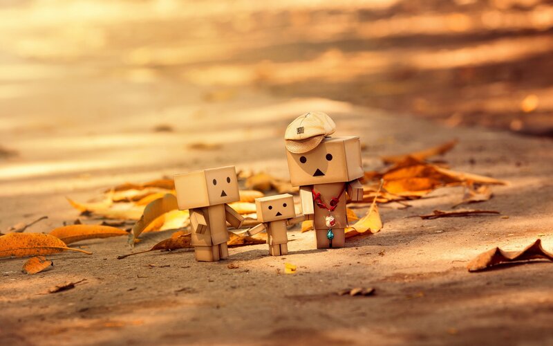 Cardboard figures family walk