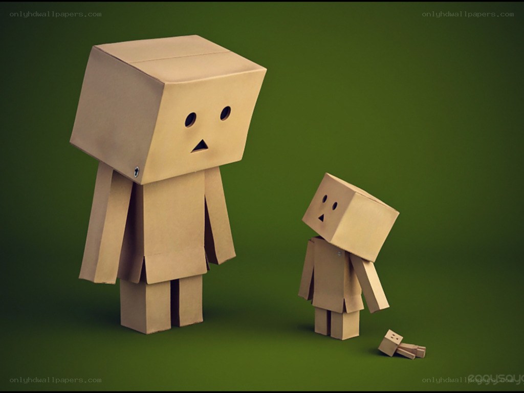 Cardboard figures standing together