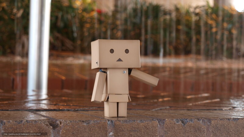 Cardboard Robot Figure — Brown, Calm, Photograph, Fountain