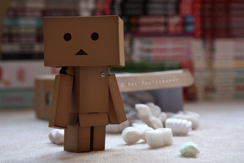 Cardboard Robot Figure — Brown, Calm