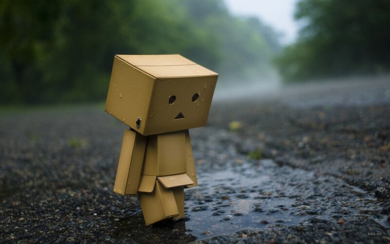 Cardboard Robot Figure — Brown, Melancholic, Morning