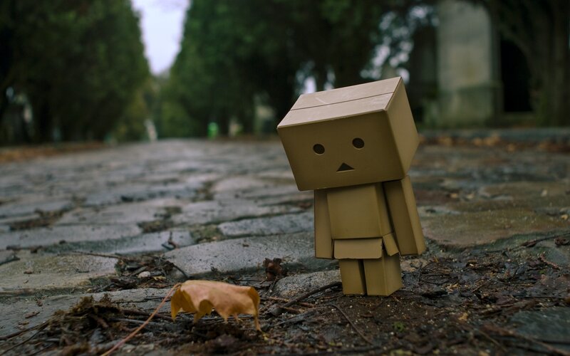 Cardboard Robot Figure — Brown, Somber, Autumn