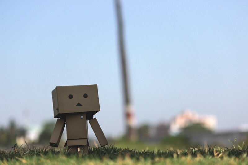 Cardboard Robot Figure — Green, Calm