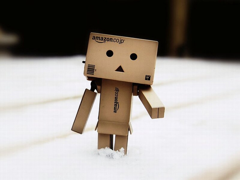 Cardboard Robot in Snow — Brown