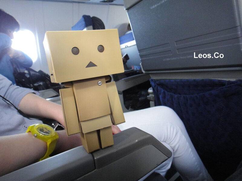 Cardboard Robot on Airplane