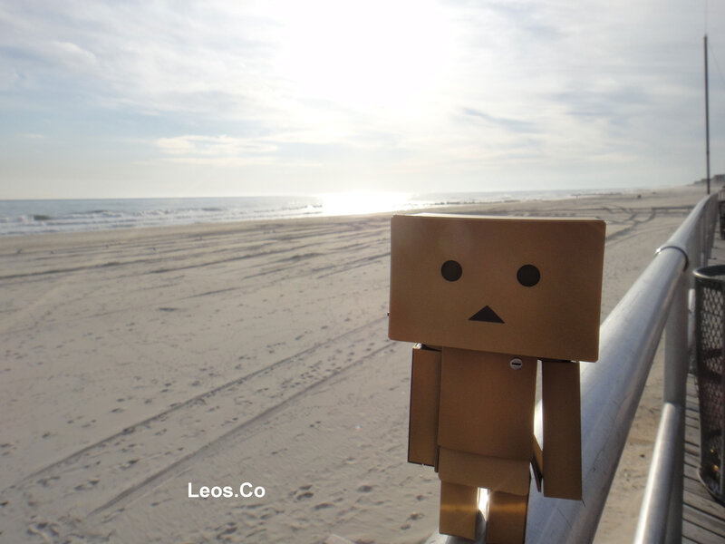 Cardboard Robot on Beach
