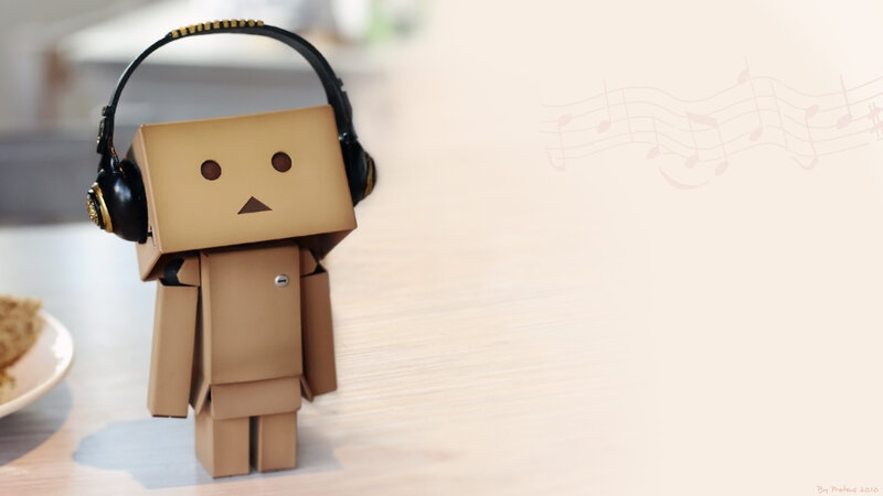 Cardboard Robot with Headphones