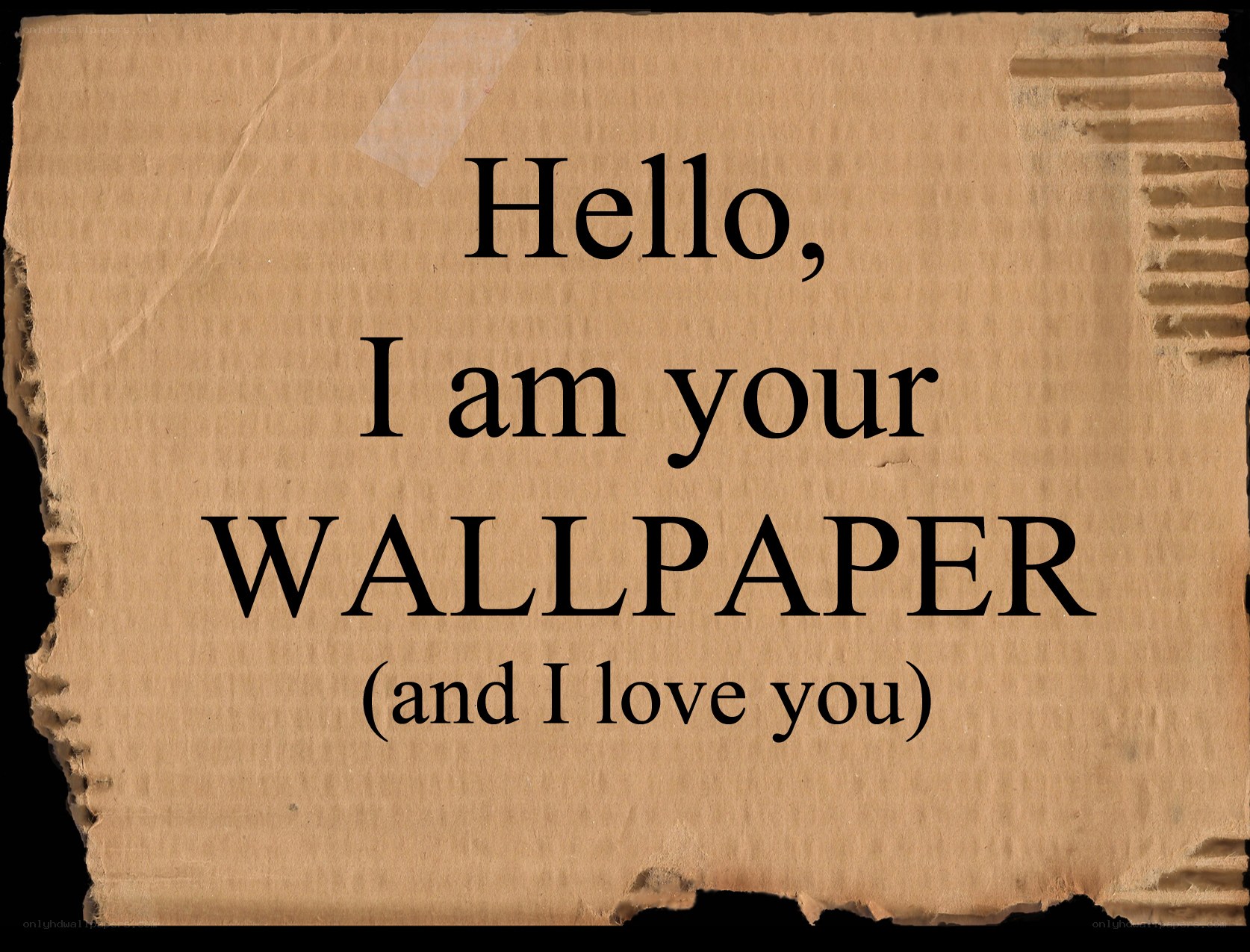 cardboard wallpaper message