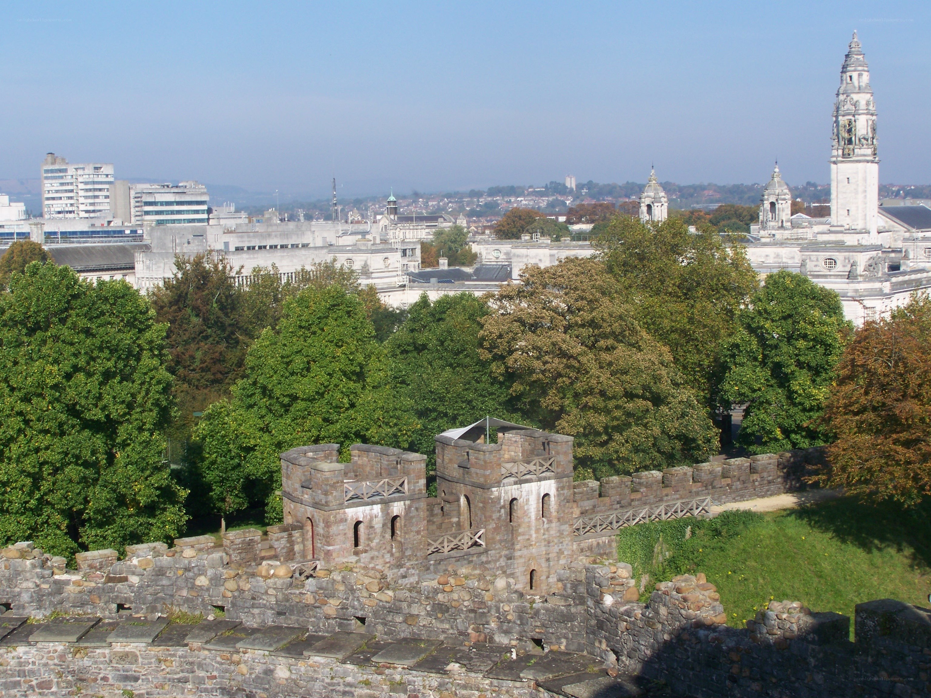Cardiff Castle and city view