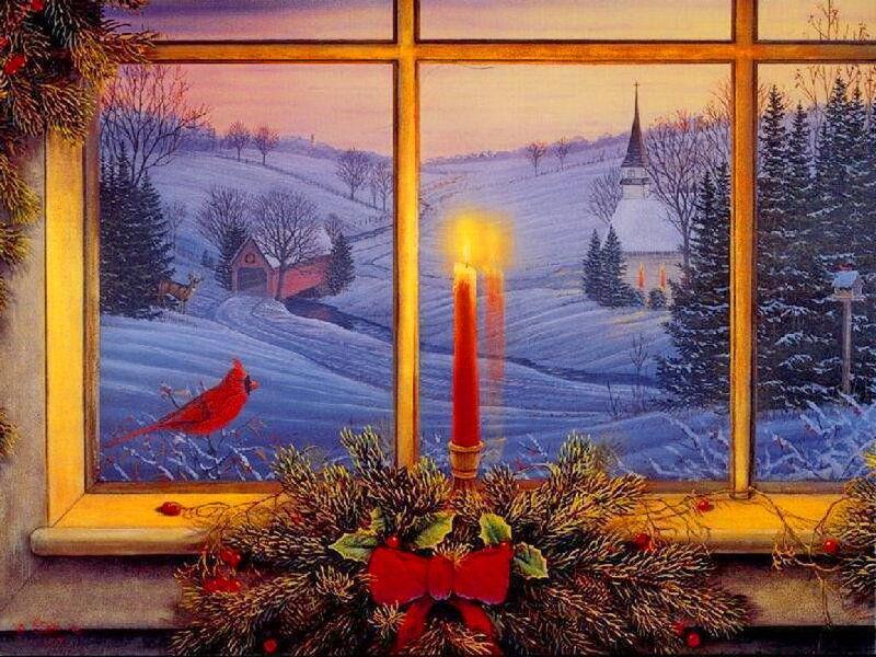 Cardinal Bird in Snow — Red