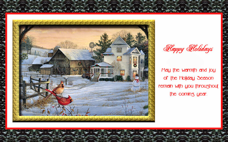 Cardinal Birds in Snow — White, Peaceful, Winter, Painting, Snowman