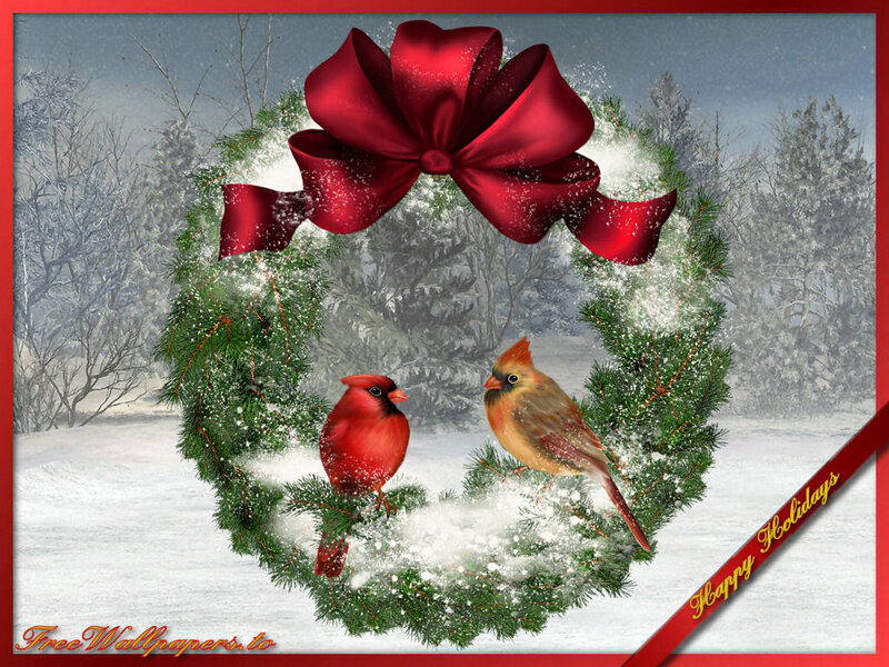 Cardinal Birds on Wreath