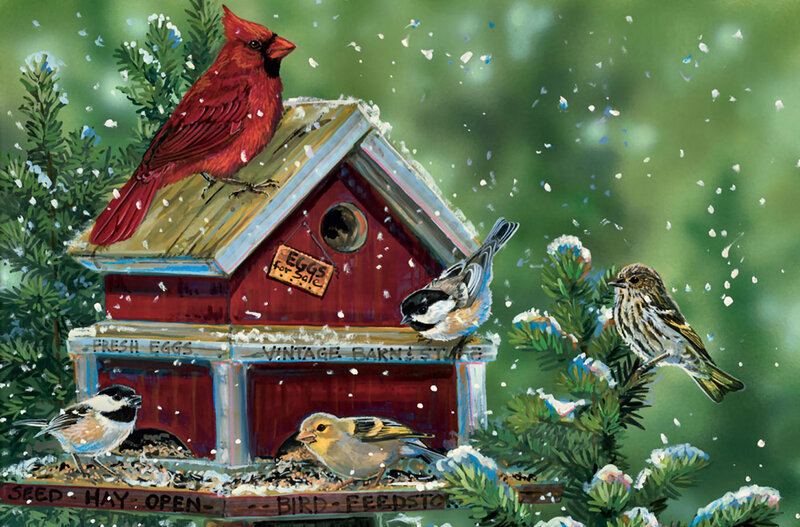 Cardinal on Birdhouse