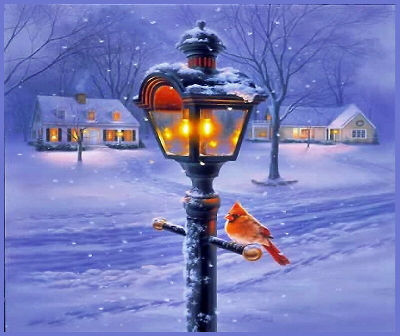 Cardinal on Lamp Post