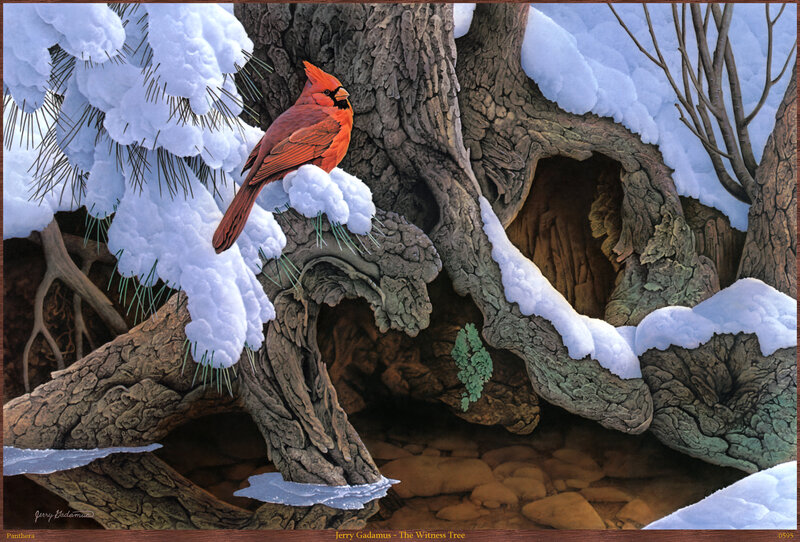 Cardinal on Snow-covered Branch