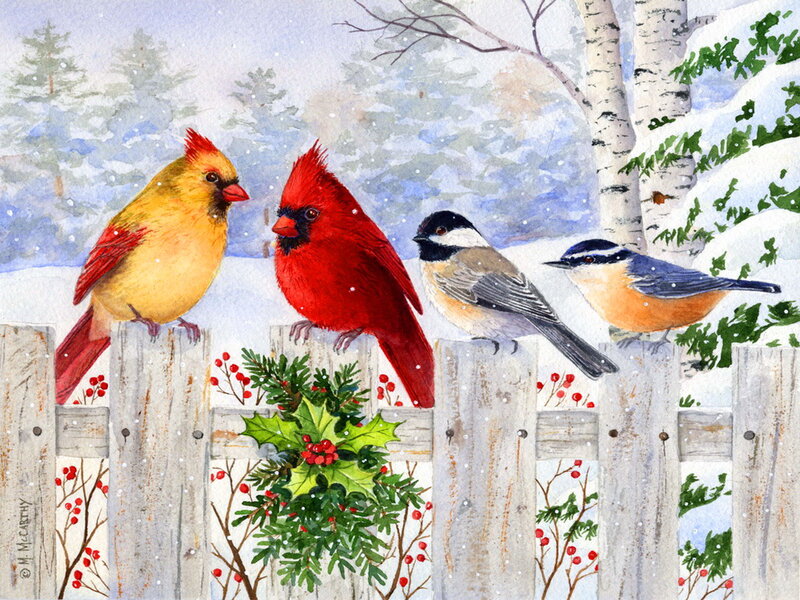 Cardinals and Chickadees