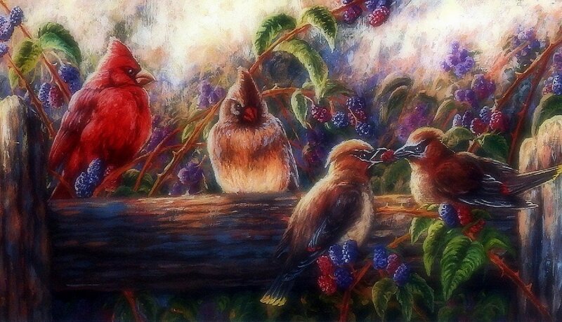 Cardinals and Waxwings