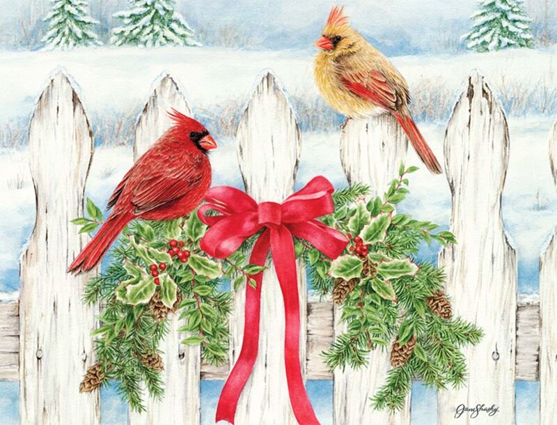 Cardinals on Fence