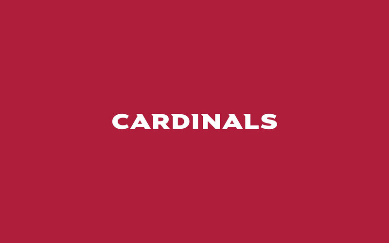 Cardinals text on red background