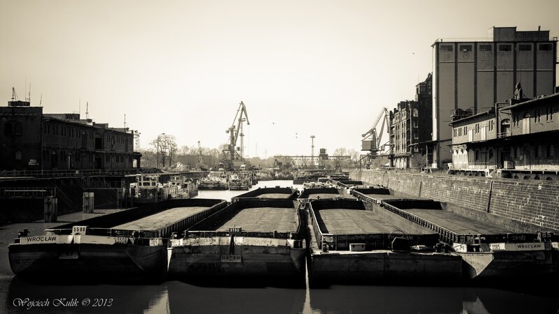 Cargo Barges in Canal