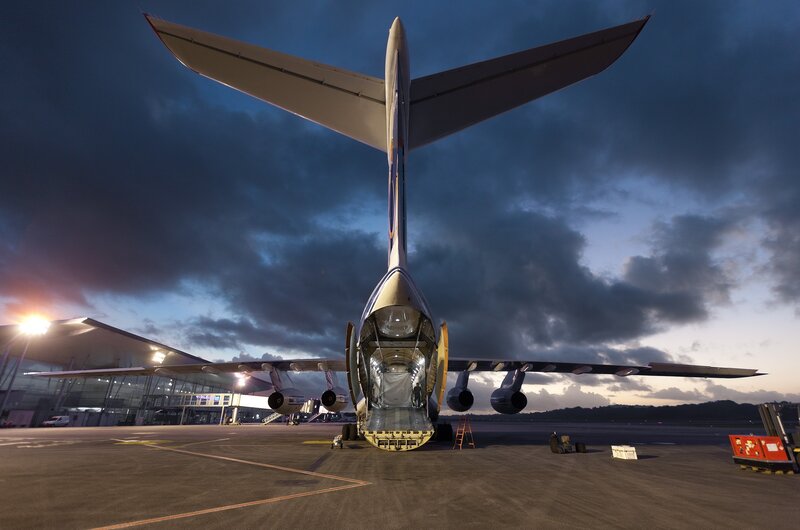 Cargo plane at airport tarmac