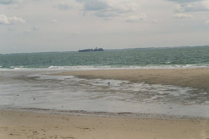 Cargo Ship at Sea — Blue