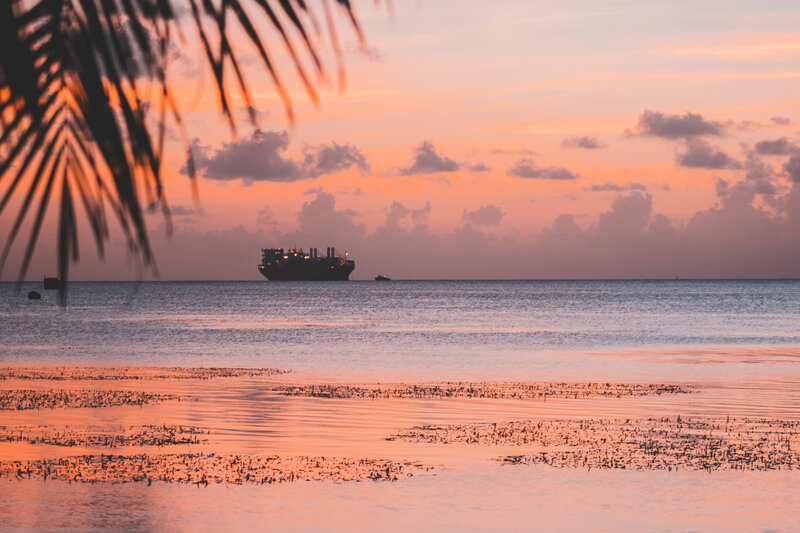 Cargo Ship at Sea — Orange