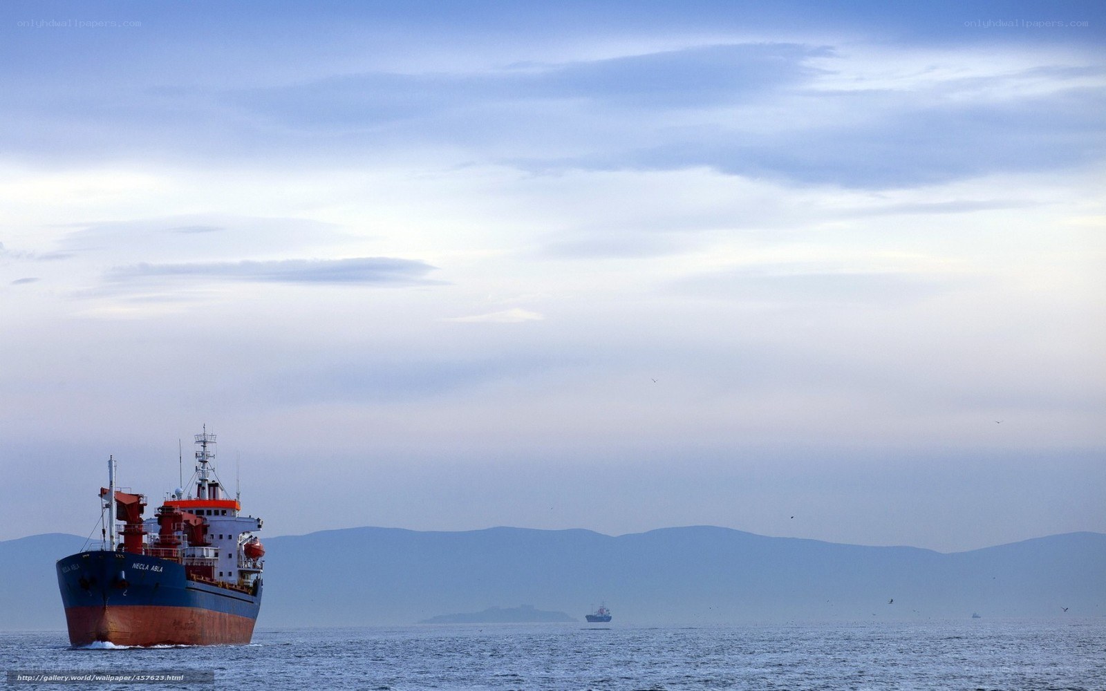 Cargo ship at sea