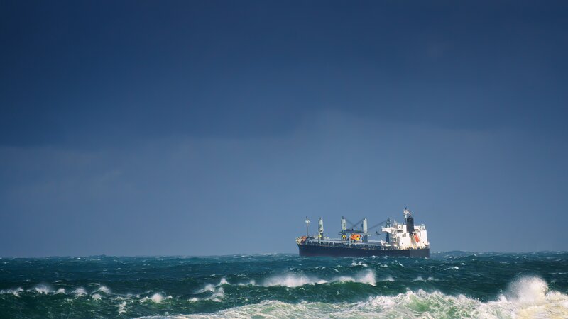 Cargo Ship in Rough Sea