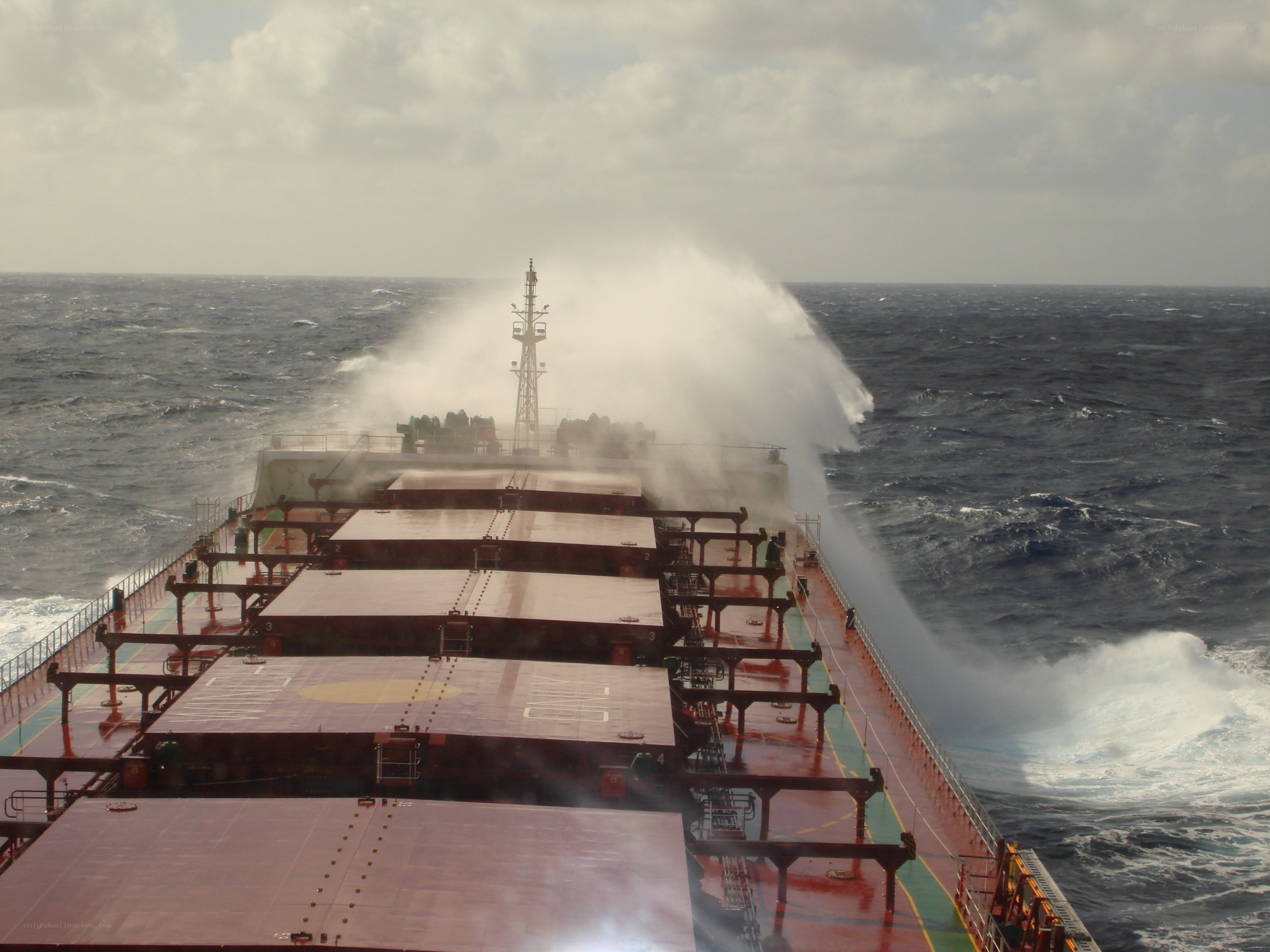 Cargo ship in rough seas