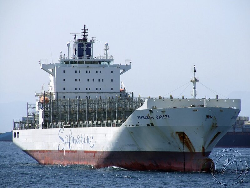 Cargo Ship on Water — White