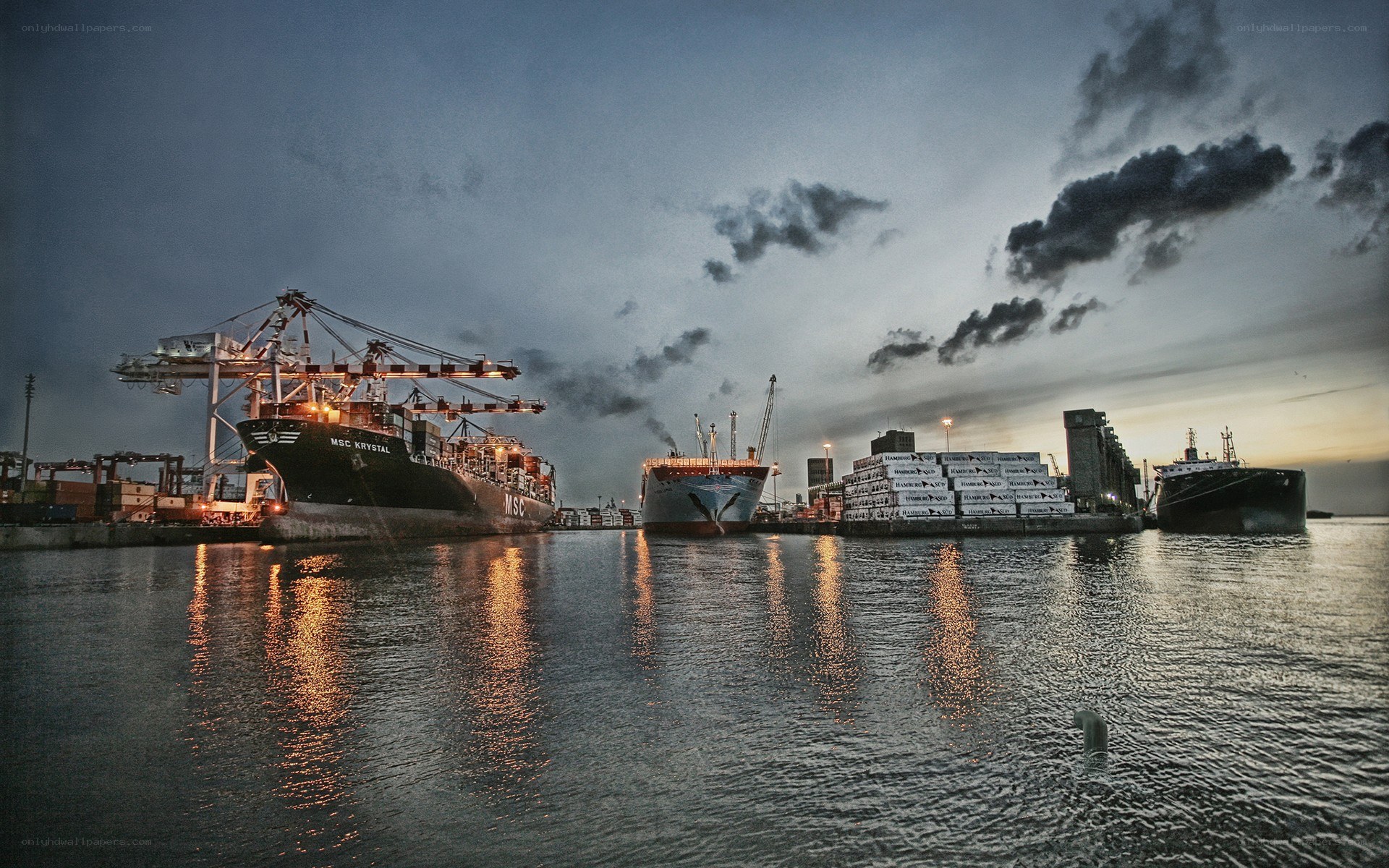 Cargo ships at port