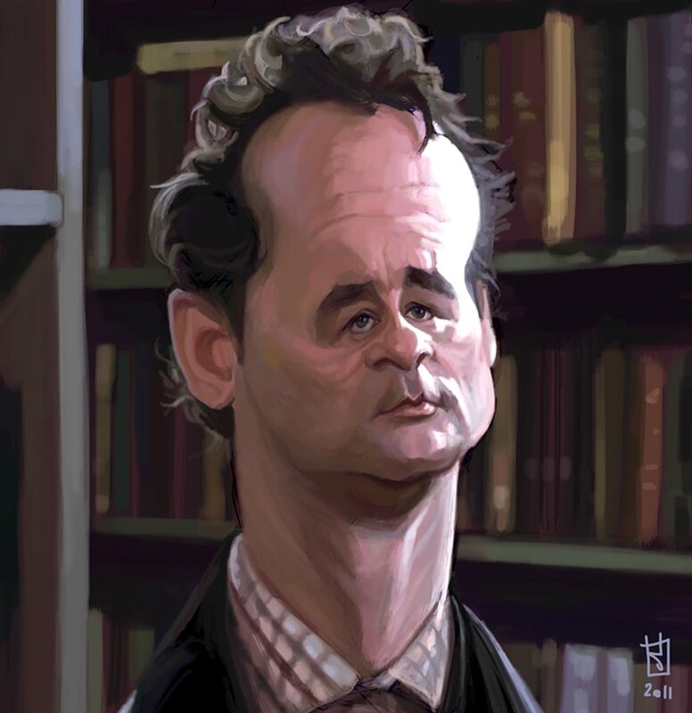 caricature of a man in library