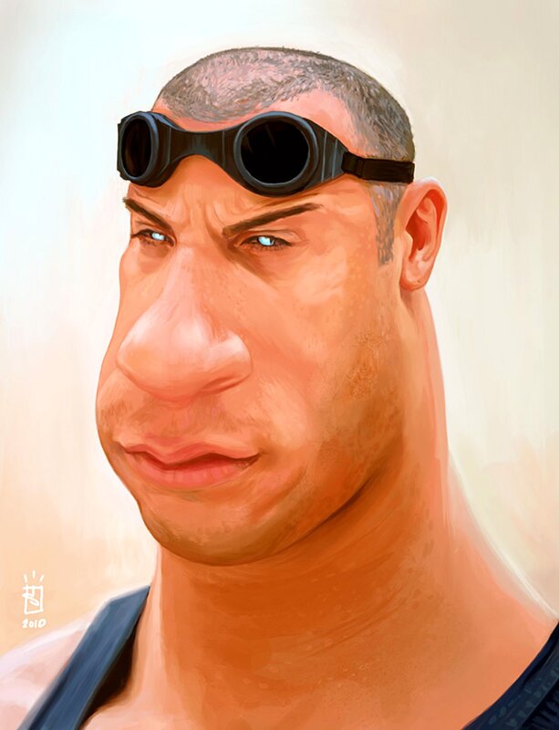 caricature of a man with goggles