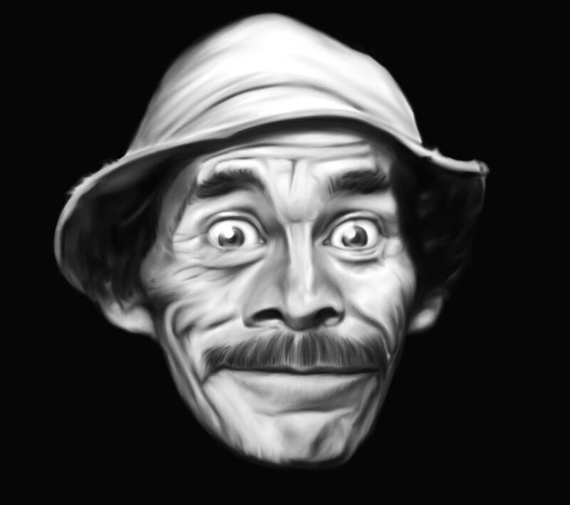 caricature of a man with hat