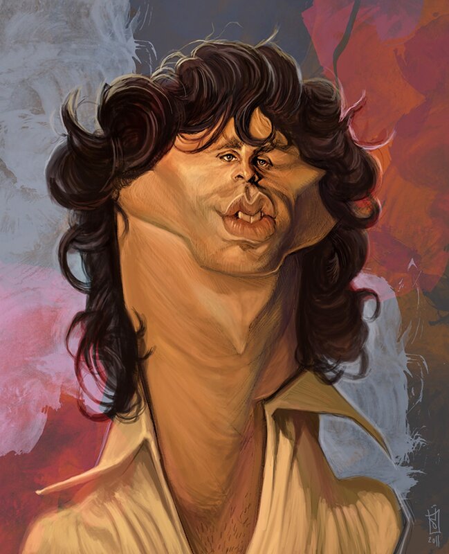 caricature of a man with long hair