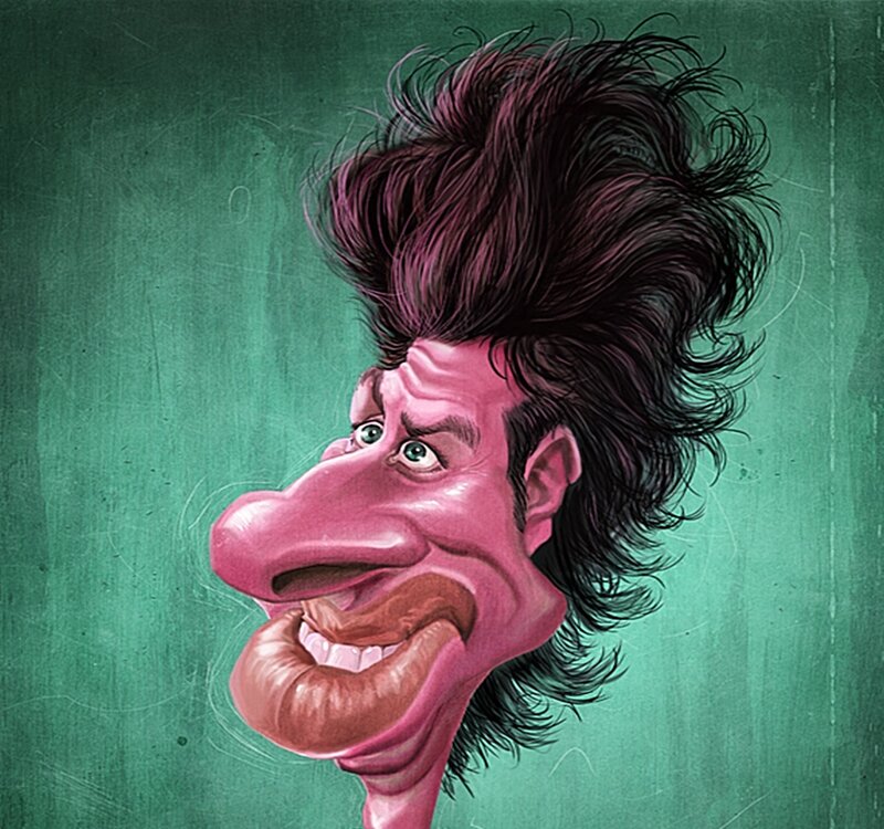 caricature of a man with pink skin