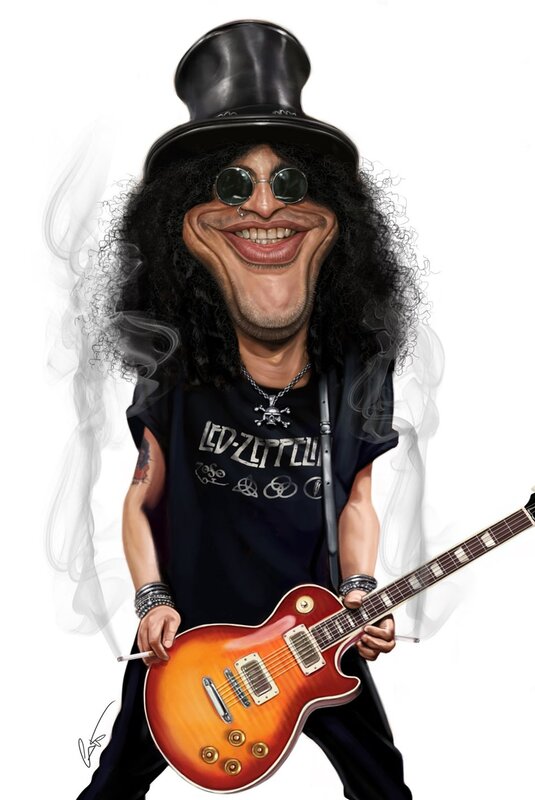 Caricature of a rock guitarist
