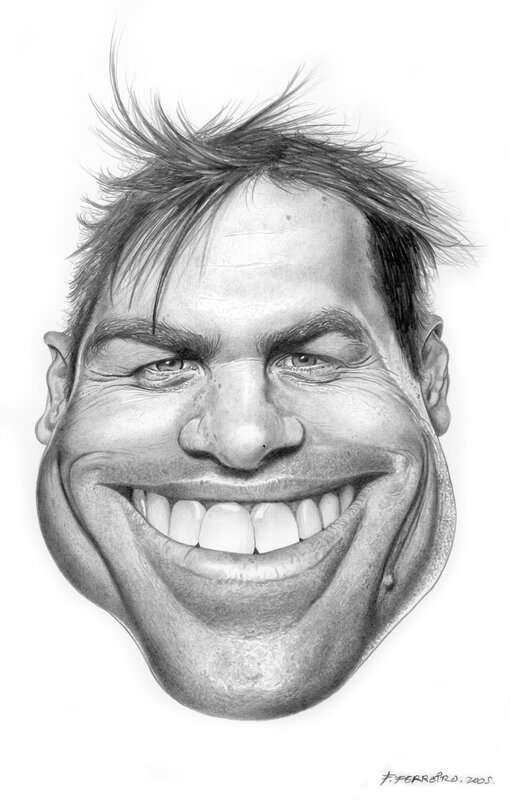 caricature of a smiling man