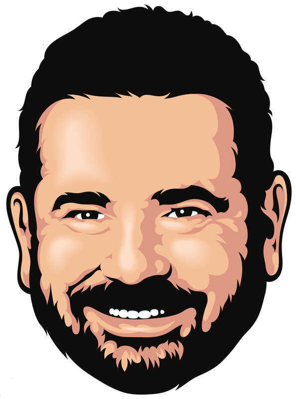 caricature of a smiling man