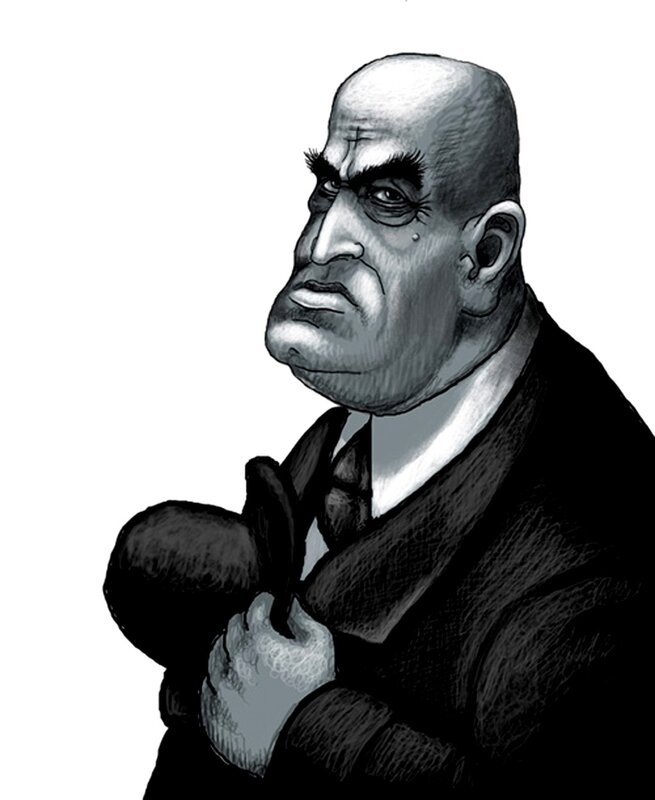 caricature of a stern man