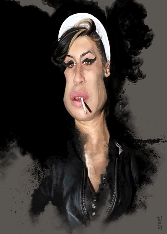 caricature of a woman smoking
