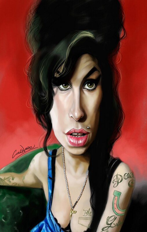 Caricature of a woman with tattoos