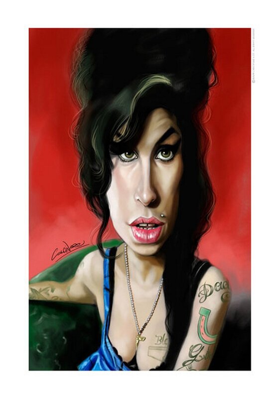 Caricature of a woman with tattoos