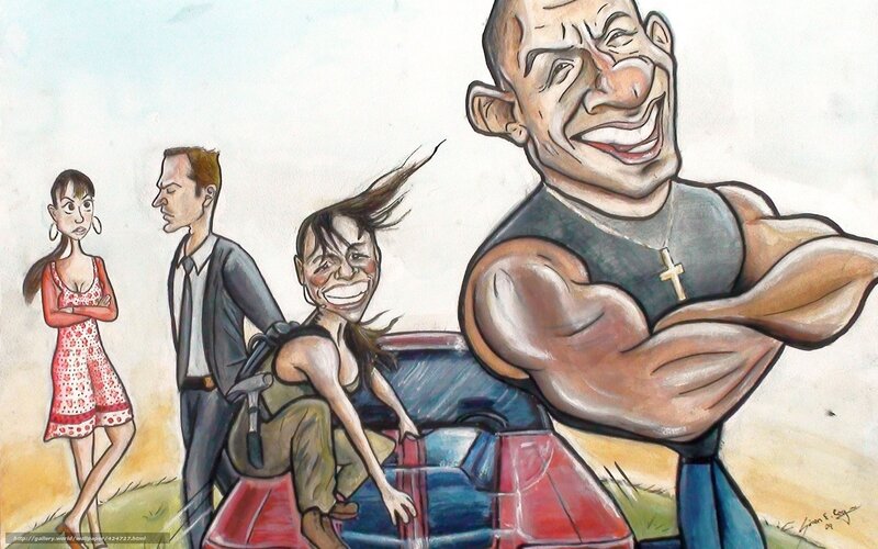 caricature of action movie stars