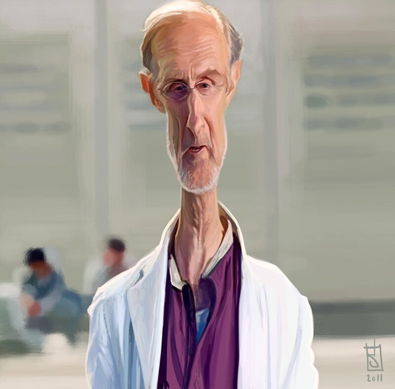 caricature of an older man