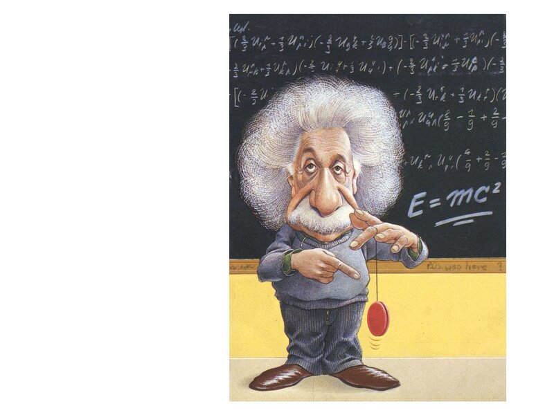 Caricature of Einstein with equations