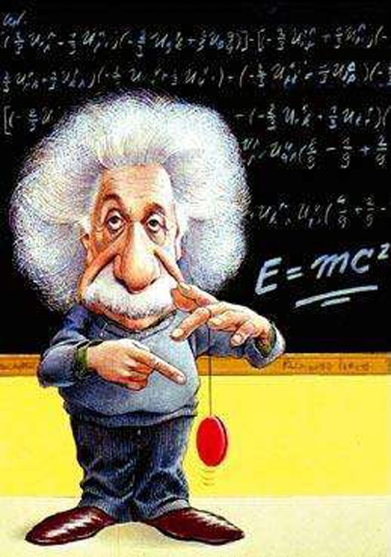 Caricature of Einstein with equations