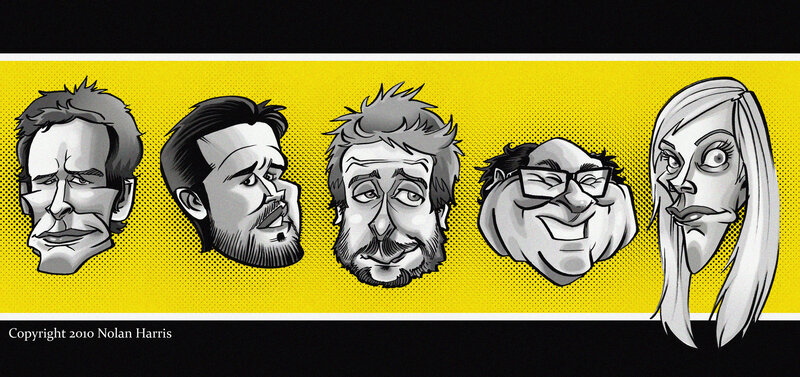 Caricature of five people