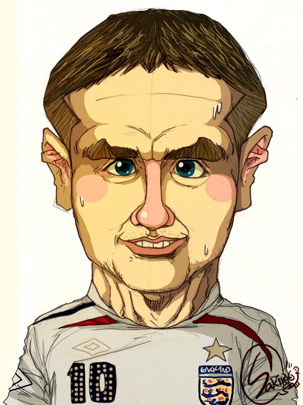 Caricature of Football Player — White, Intense